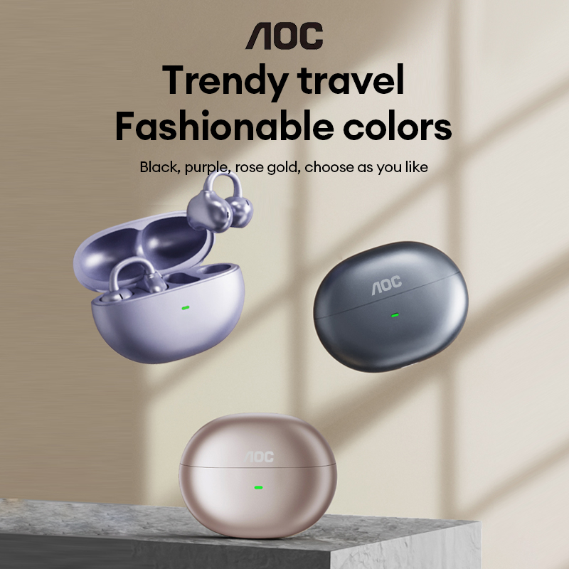 Wired Earphone Mic - AOC ACD2544 หูฟังบลูทูธไร้สายแบบหนีบหู หูฟังแบบเปิดหู เสียงสเตอริโอรอบทิศทาง ดีเลย์ต่ำ