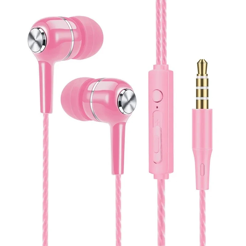 Wired Earphone Mic - หูฟังแบบมีสาย 3.5 มม. หูฟังชนิดใส่ในหูสำหรับเล่นกีฬา เสียงเบส หูฟังโทรศัพท์มือถือ
