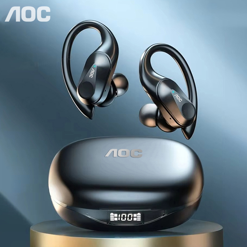 Wired Earphone Mic - ช้อยส์ AOC ชุดหูฟังกีฬาไร้สายบลูทูธ 6.0 หูฟังกันน้ำ LED