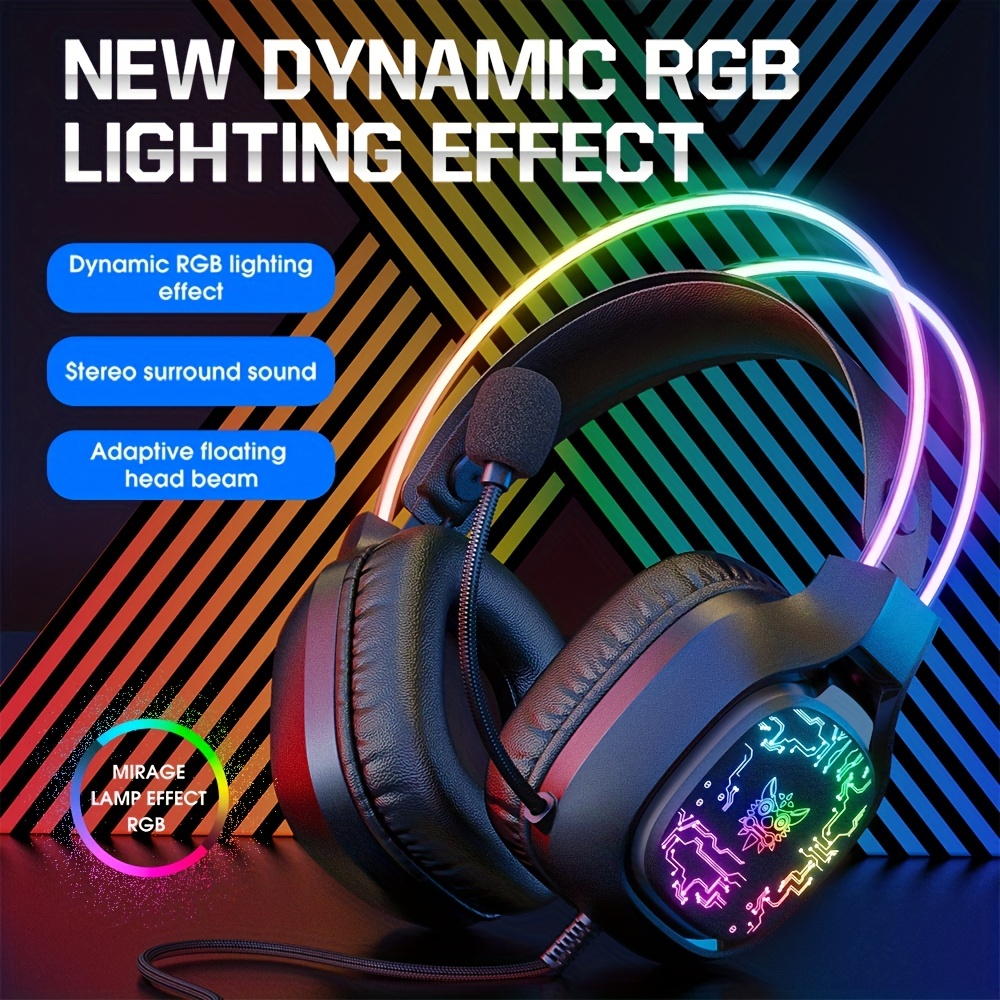 Gaming Headset Rgb - Onikuma หูฟังครอบหูแบบมีสายหูฟังเกม X22 RGB ไฟไดนามิกพร้อมไมค์ตัดเสียงรบกวนสำหรับพีซี PS4